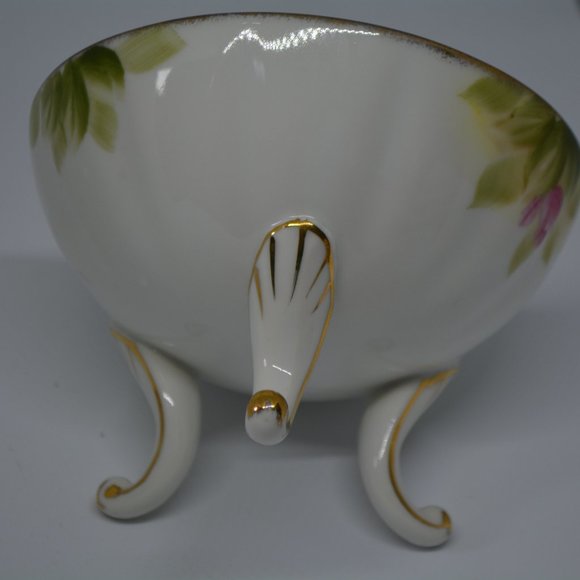 ARDALT LENWILE HAND PAINTED FOOTED CANDY BOWL STAMPED 6200N TRINKET DISH FLORAL - Picture 3 of 8